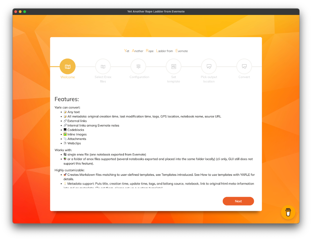The Yarle app on a Mac