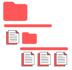 A red coloured folder structure representing complete ownership of the hierarchy