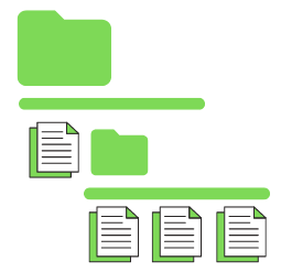 A green coloured folder structure representing a hierarchy owned by others