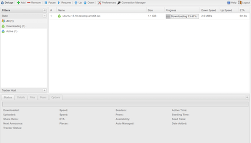 Deluge running on my Raspberry Pi.