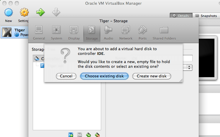 Add Hard Disk menu options